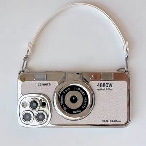 NWT Luxury Retro Vintage Camera iPhone 15 pro case with strap Emily in Paris